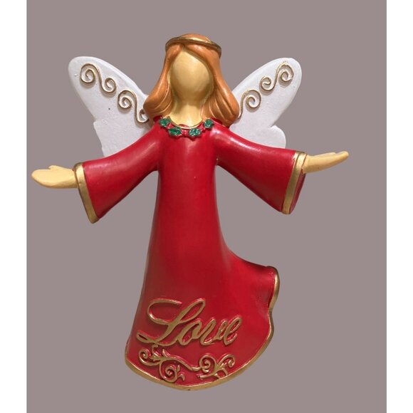 Angel Figurines With Love Peace & Hope Messages In Red Green & Yellow - Picture 4 of 13